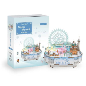 Muziekdoosje DIY 3D Houten Puzzel, Snow World, Tone-Cheer, TQ071, 14x16x15,7cm