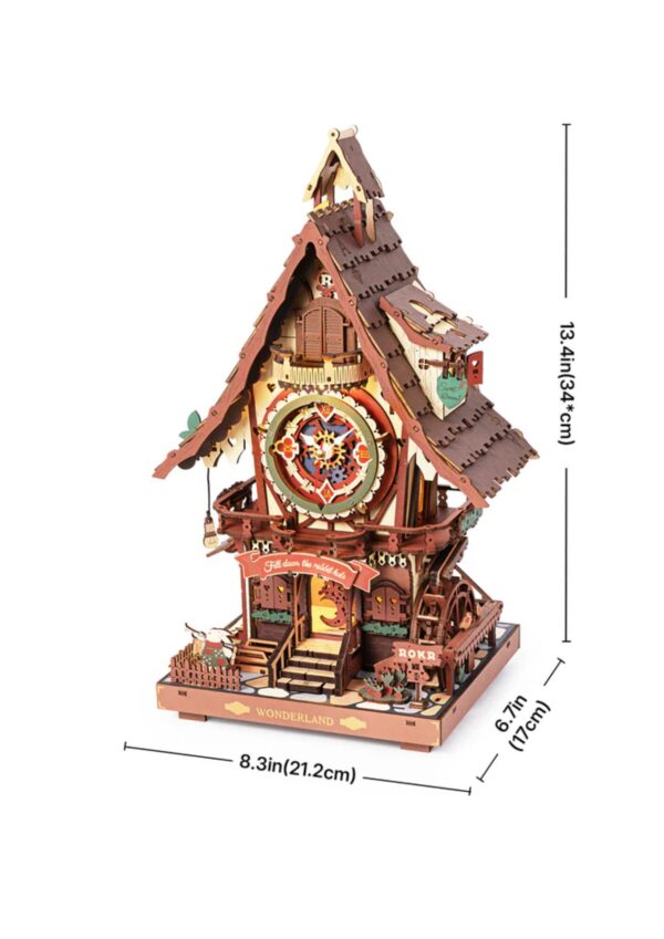 Robotime, 3D Houten Puzzel, Cuckoo Clock, LC901C, 21x17x34 cm - Afbeelding 4