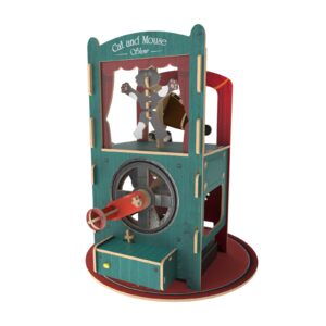 Ilo Build 3D Mechanische Houten Modelbouw Cat and Mouse Show, 0221, 20,5x20,5x23cm