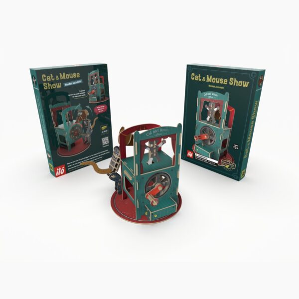 Ilo Build 3D Mechanische Houten Modelbouw Cat and Mouse Show, 0221, 20,5x20,5x23cm - Afbeelding 2
