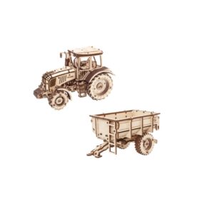 3D Houten Modelbouw, Tractor Belarus 2022, 0877 + Trailer voor Belarus-82 - 1225