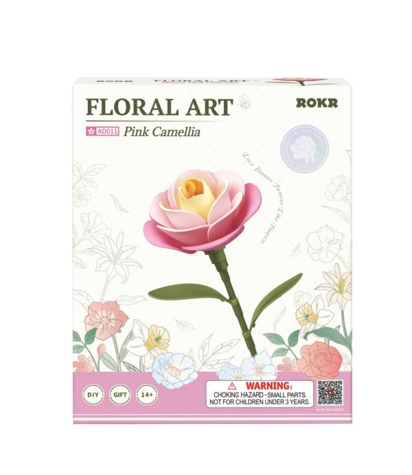 Robotime, DIY 3D Puzzel Pink Camellia, AD011, 7x9x34,5cm - Afbeelding 2