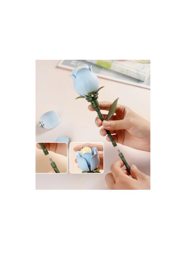 Robotime, DIY 3D Puzzel Blue Rose, AD021, 7x9x34,5cm - Afbeelding 4