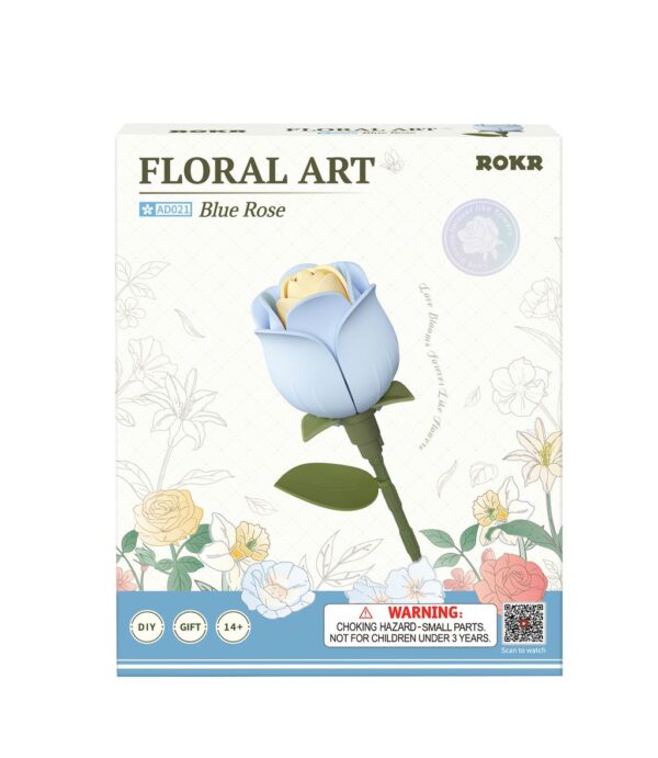 Robotime, DIY 3D Puzzel Blue Rose, AD021, 7x9x34,5cm - Afbeelding 2