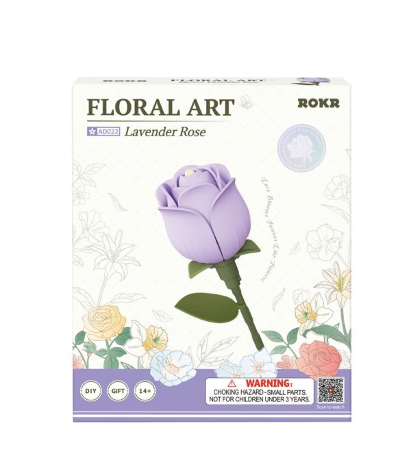 Robotime, DIY 3D Puzzel Lavender Rose, AD022, 7x9x34,5cm - Afbeelding 2