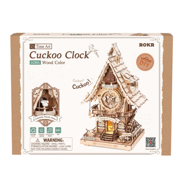 Robotime, 3D Houten Puzzel, Cuckoo Clock (Wood colour), LC901, 21x17x34 cm - Afbeelding 3