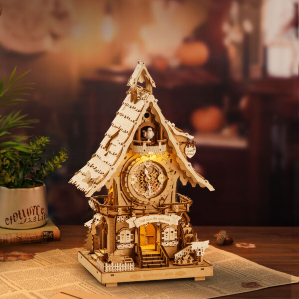 Robotime, 3D Houten Puzzel, Cuckoo Clock (Wood colour), LC901, 21x17x34 cm - Afbeelding 5