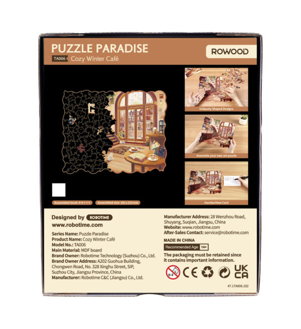 Houten Legpuzzel, Rowood, Cozy Winter Café TA006 29,2 x 23,3 - Afbeelding 2