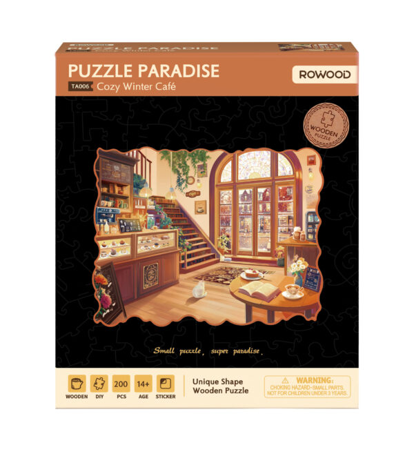 Houten Legpuzzel, Rowood, Cozy Winter Café TA006 29,2 x 23,3 - Afbeelding 3