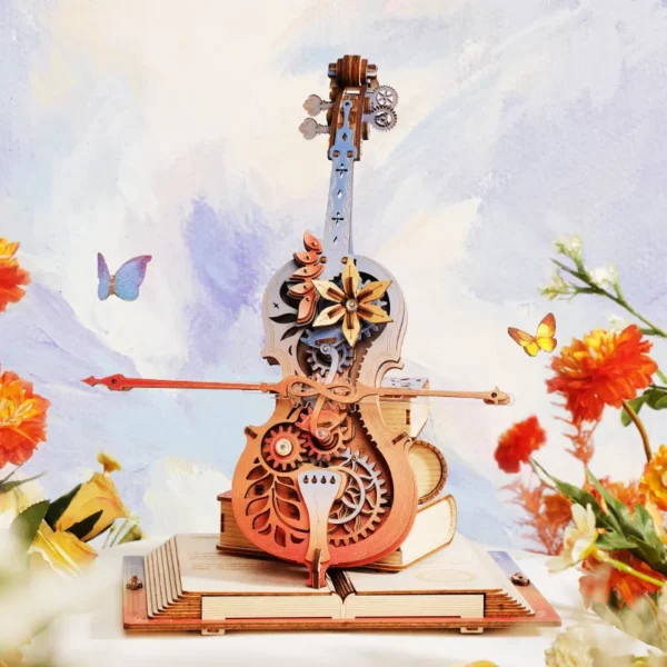Robotime, Muziekdoos, DIY 3D Houten Puzzel, Magic Cello Symphony of Gorgeous Dreams, AMK63M, 20,5x18,5x23,5cm - Afbeelding 2