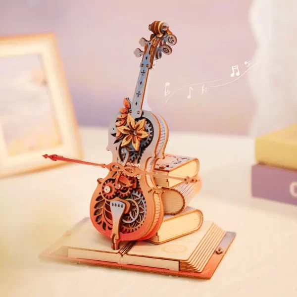 Robotime, Muziekdoos, DIY 3D Houten Puzzel, Magic Cello Symphony of Gorgeous Dreams, AMK63M, 20,5x18,5x23,5cm - Afbeelding 3