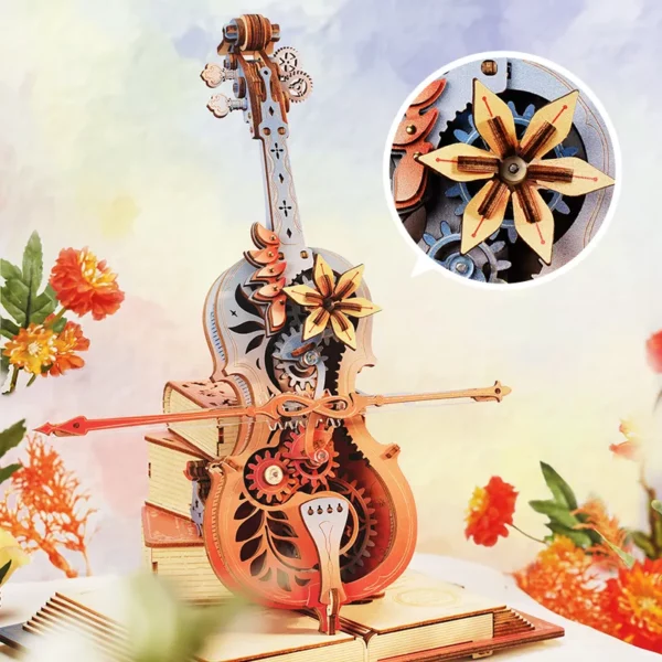 Robotime, Muziekdoos, DIY 3D Houten Puzzel, Magic Cello Symphony of Gorgeous Dreams, AMK63M, 20,5x18,5x23,5cm - Afbeelding 4