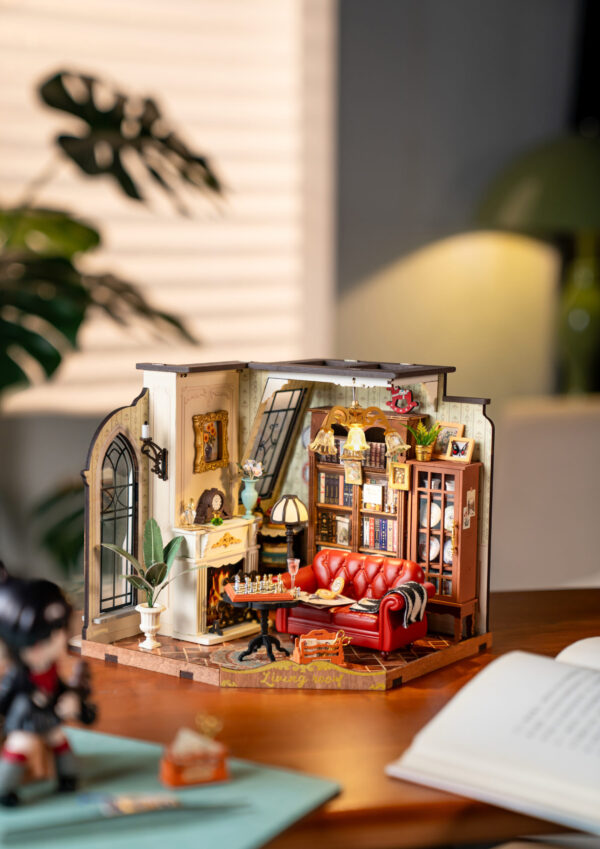 Robotime, Catherine's Living Room, DIY Miniatuurhuis, DG175, 21,2x18,5x17,8 cm - Afbeelding 5