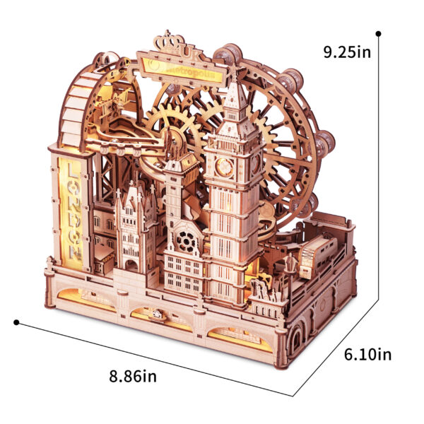 Robotime, 3D DIY Houten Modelbouwpakket Marble Travel "London", Marble Spaceport, EGB01, 22,5x15,5x23,5cm - Afbeelding 2