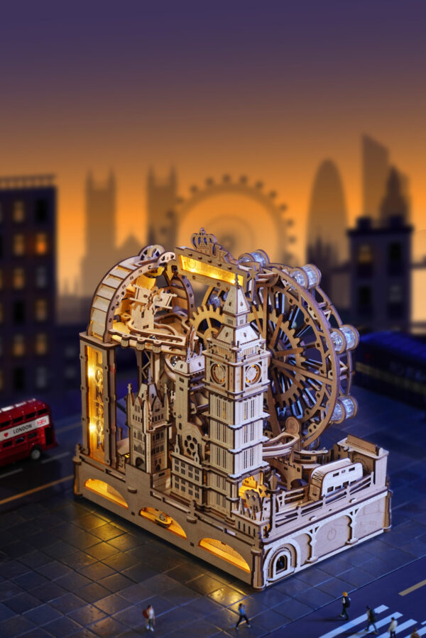 Robotime, 3D DIY Houten Modelbouwpakket Marble Travel "London", Marble Spaceport, EGB01, 22,5x15,5x23,5cm - Afbeelding 12