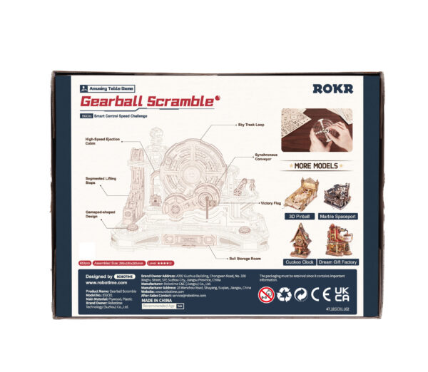 Robotime, 3D DIY Houten Modelbouwpakket Gearball Scramble, Marble Run, EGC01, 29,5x19,5x23,5cm - Afbeelding 2