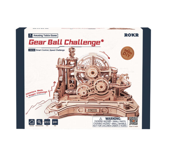 Robotime, 3D DIY Houten Modelbouwpakket Gearball Scramble, Marble Run, EGC01, 29,5x19,5x23,5cm - Afbeelding 3