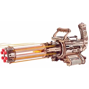 Robotime, 3D Houten Puzzel Rotating-Barrel Machine Gun,  LQA01, 45x16,3x21cm