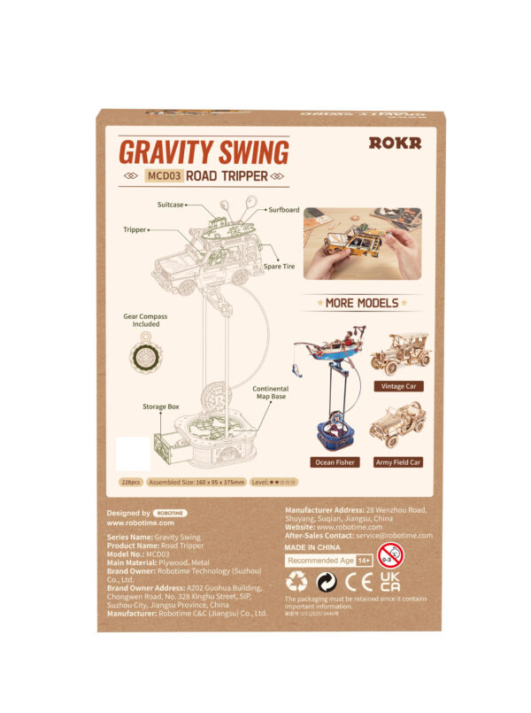 Robotime, 3D Houten Puzzel, Road Tripper, DIY Pendulum, MCD03, 16,9,5x37,5cm - Afbeelding 3