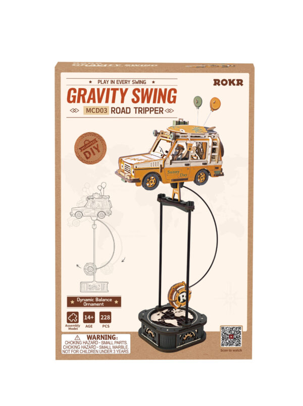 Robotime, 3D Houten Puzzel, Road Tripper, DIY Pendulum, MCD03, 16,9,5x37,5cm - Afbeelding 4