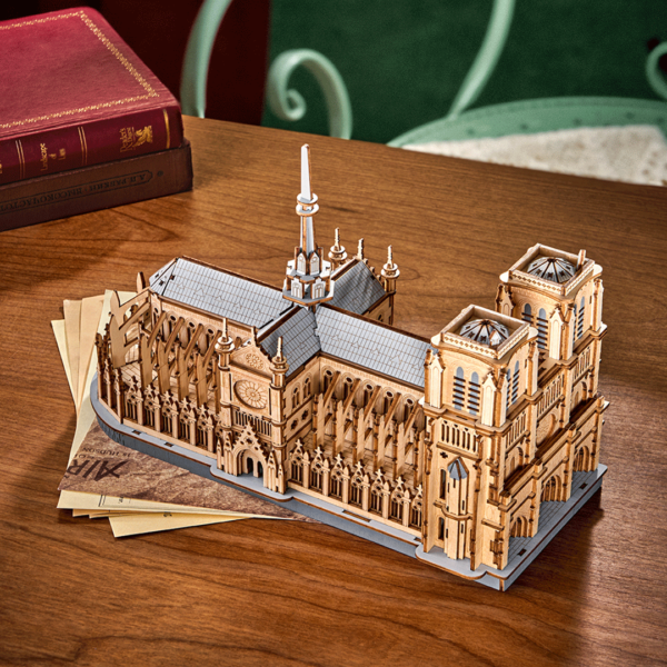 Robotime, DIY 3D Houten Modelbouwpakket, Paris Cathedral, TG511, 25,7x12,6x22,8cm - Afbeelding 3