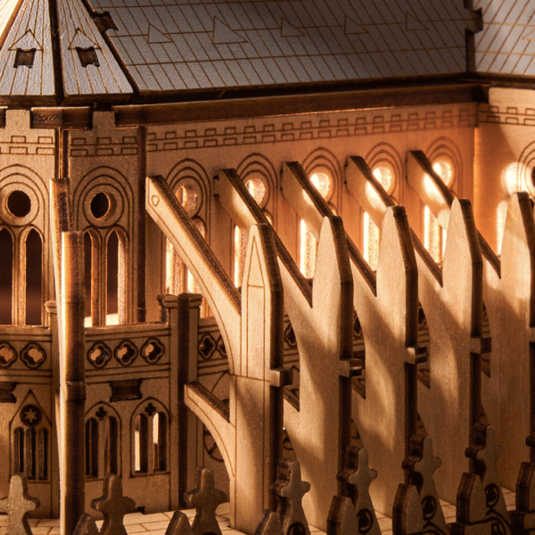 Robotime, DIY 3D Houten Modelbouwpakket, Paris Cathedral, TG511, 25,7x12,6x22,8cm - Afbeelding 4