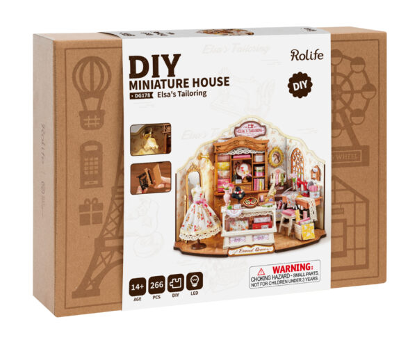 Robotime, DIY Miniatuurhuis, Elsa's Tailoring, DG178, 23,8x16,5x17,5 cm - Afbeelding 13