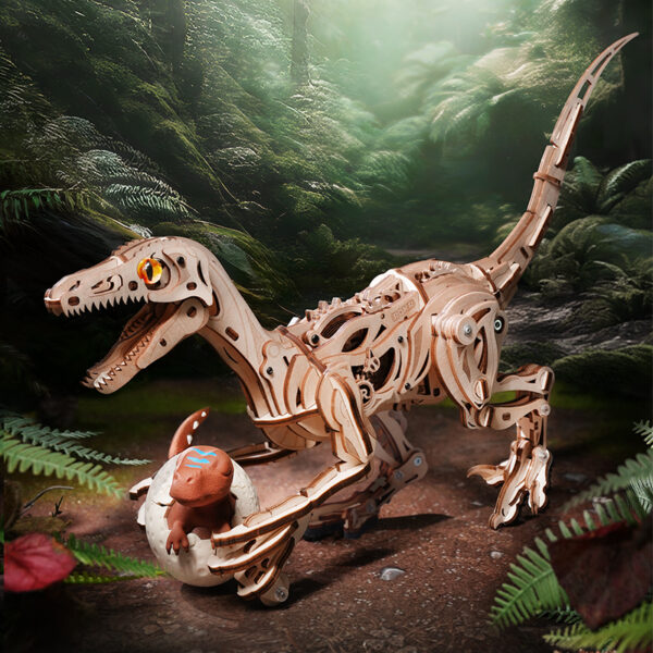 Robotime, DIY 3D Modelbouwpakket Velociraptor Dinosaurus, LD01, 41,5x10,5x21cm - Afbeelding 6