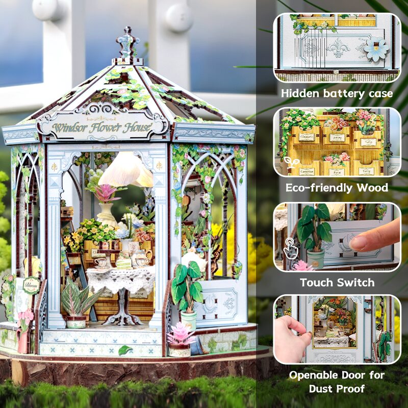 Cutebee, DIY Huisje, Winsors Flower House, GHGC401, 19,1x17,6x21,5cm - Afbeelding 7