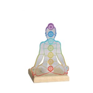 Waxinelichtjeshouder met houten voet Chakra, Art Light, 25001CHK, 10,3x10,3x16,3cm