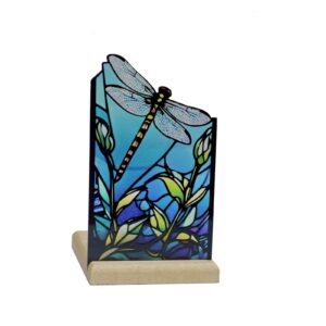 Waxinelichtjeshouder met houten voet Libelle Art Light, 25001DF, 10,3x10,3x17,5cm