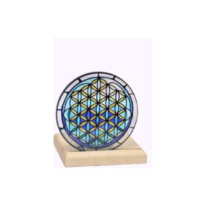Waxinelichtjeshouder met houten voet Flower of Live, Art Light, 25001FL, 10,3x10,3x11cm