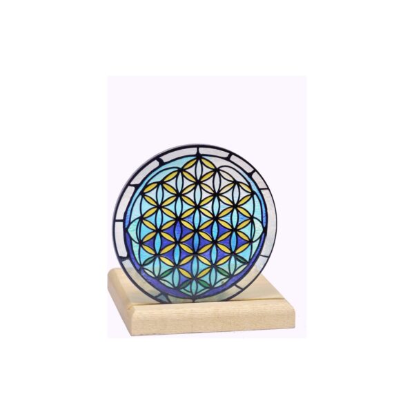 Waxinelichtjeshouder met houten voet Flower of Live, Art Light, 25001FL, 10,3x10,3x11cm