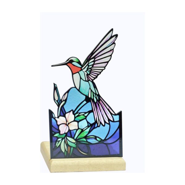 Waxinelichtjeshouder met houten voet Kolibri, Art Light, 25001HB, 10,3x10,3x18,3cm