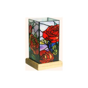 LED verlichting, Roos op houten voet, Art Light, 25011RO, 10x10x16cm