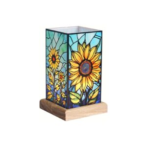 LED verlichting, Zonnebloem op houten voet, Art Light, 25011SF, 10x10x16cm