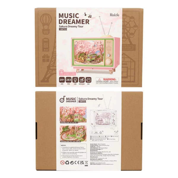 Robotime, Music Dreamer Sakura Dreamy Tour, AMT02, 24,3 x 18,5 x 36cm - Afbeelding 2