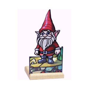 Waxinelichtjeshouder met houten voet Kabouter Art Light, 25001GM, 10,3x10,3x17,5cm