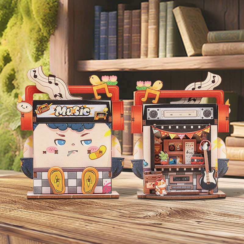 Cutebee, 3D Houten Puzzel, Talebox Corner-Record Store, CWGA109, 9x6,4x10cm - Afbeelding 2