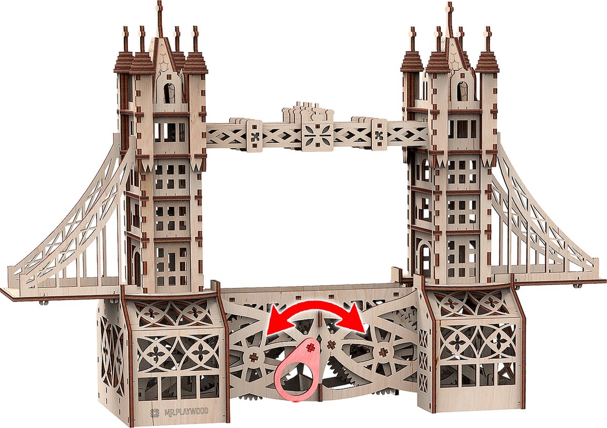 Mr. Playwood 3D Houten Puzzel, Tower Bridge, 10401, 54x36x16cm - Afbeelding 4