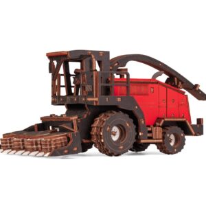 Eco Wood Art (EWA) 3D Mechanische Houten Puzzel, Harvester Forage FS80, 4264, Rood, 27x15x12cm