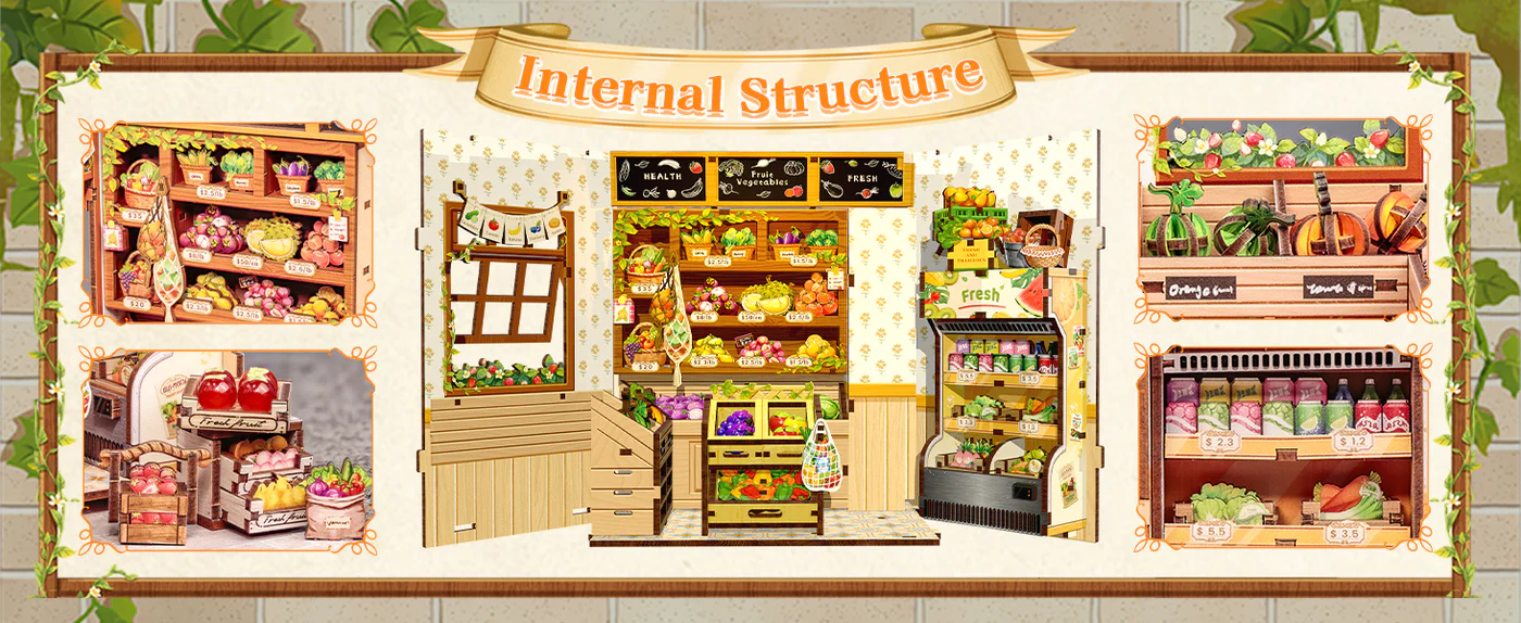 Cutebee, 3D DIY huisje, The Green Grocery, CWGC213, 16,2x15,8x20,6cm - Afbeelding 8