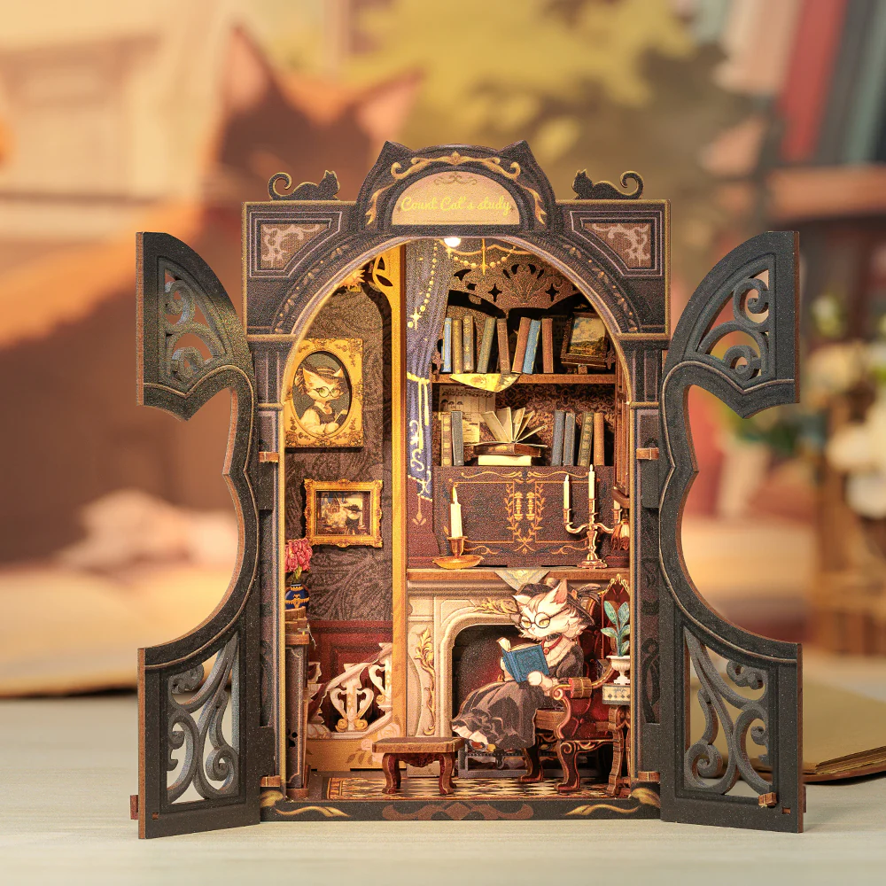 Cutebee, 3D Booknook, Count Cat's Study, SD03B, 11,8x10x17cm - Afbeelding 2