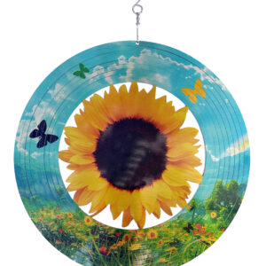 Windspinner, Spin Art, RVS, Zonnebloem/Sunflower ,12SUNFLOW, Geel, Ø30cm