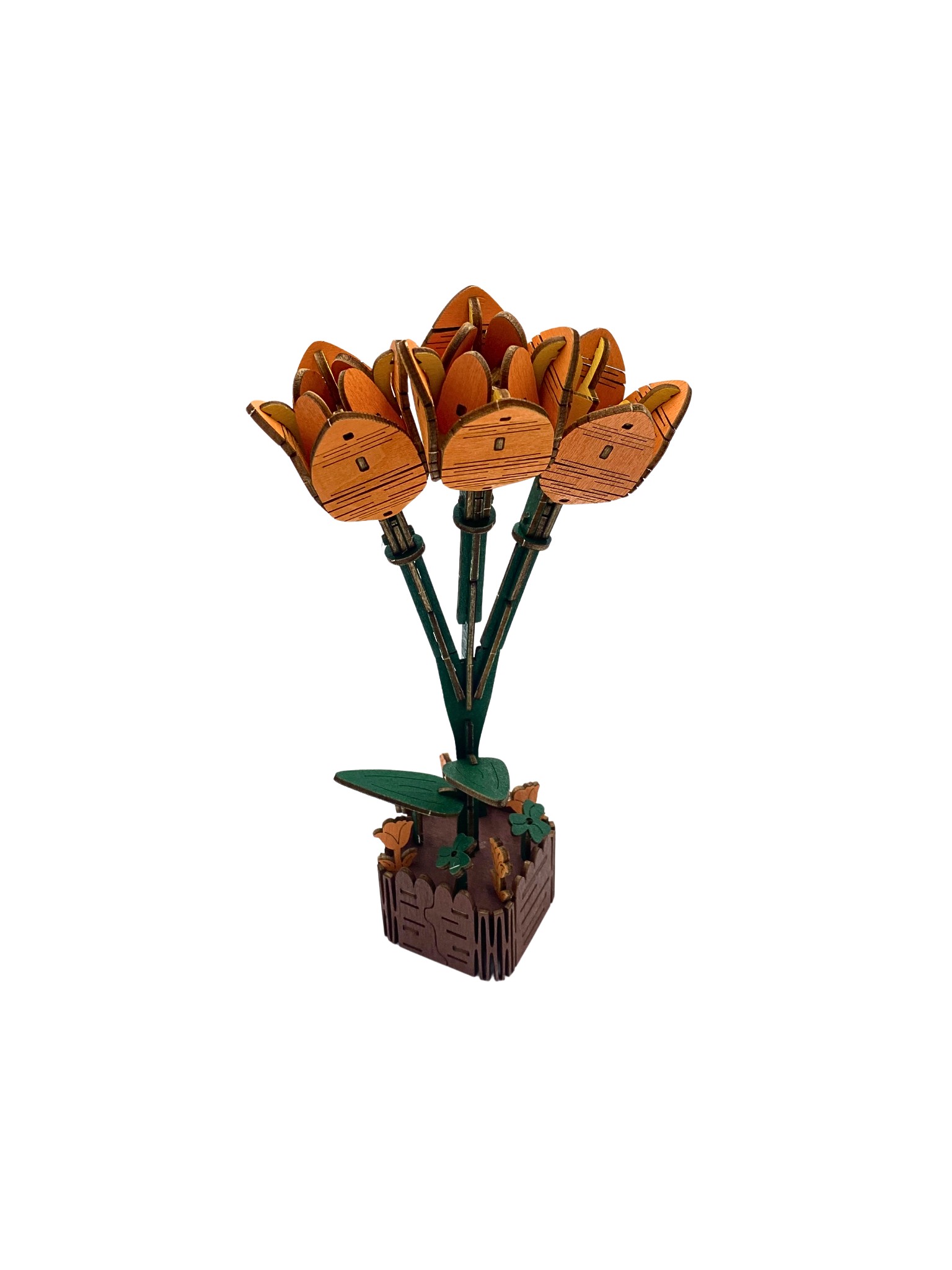 Inspirebox, 3D Houten Puzzel, Flower, Tulip, JM-007, 5,5x5,5x23cm