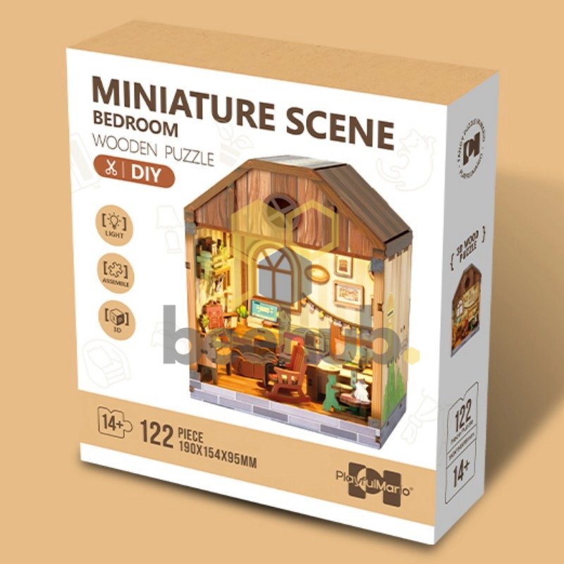 Inspirebox, DIY Huisje, Bedroom, BE013154, 19x15,4x9,5 cm - Afbeelding 2